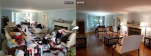 Showing difference before and after our removing service in a room